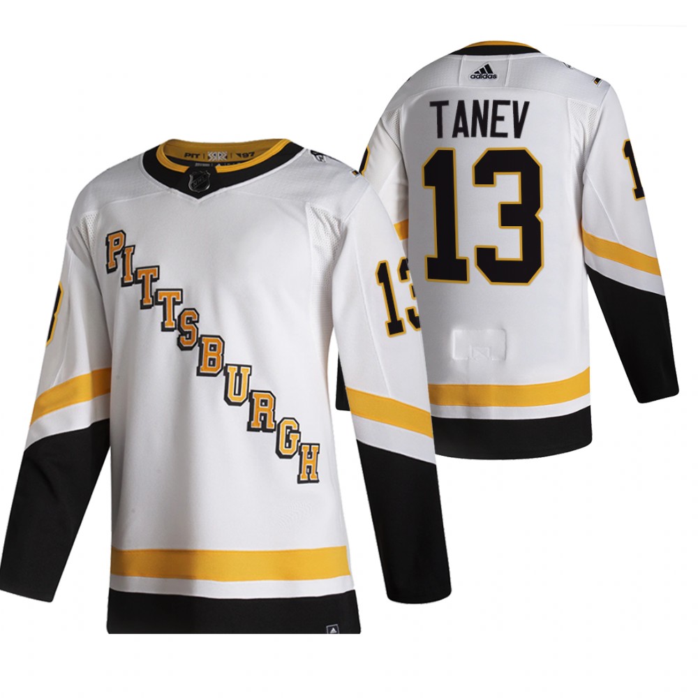 Cheap 2021 Adidias Pittsburgh Penguins 13 Brandon Tanev White Men Reverse Retro Alternate NHL Jersey
